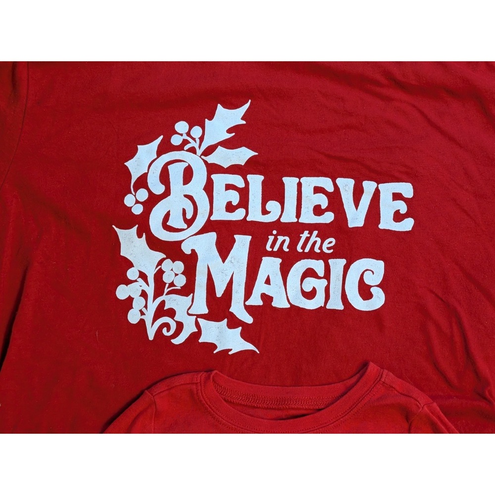 Old Navy Match the Fam Christmas Pajamas Set 2T & Women's L Red Believe in Magic - Picture 2 of 14